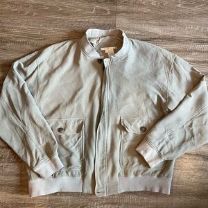 Perry Ellis Silk Bomber Jacket Men’s Size Large (42) Full Zip Front Pockets